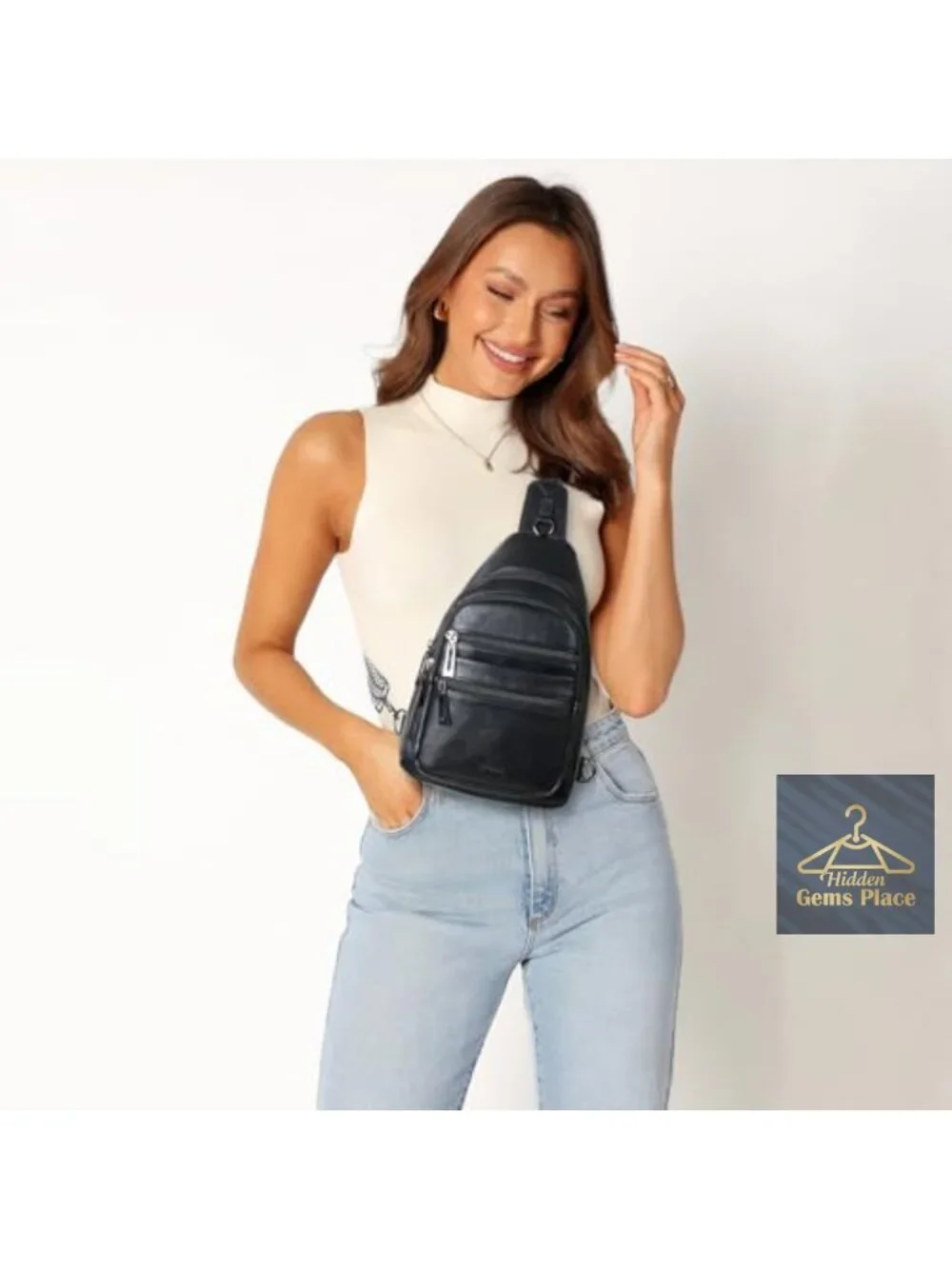 Sling Bag Cross Body Fanny Pack Vegan Leather Travel Handbag